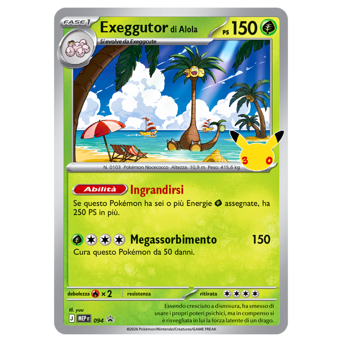 Pokémon 30° Anniversario - Collezione con Sticker Exeggutor (ITA)